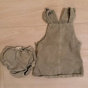 Zara Olive Baby denim flower top dress with bloomers 9-12mos. NWOT - never worn